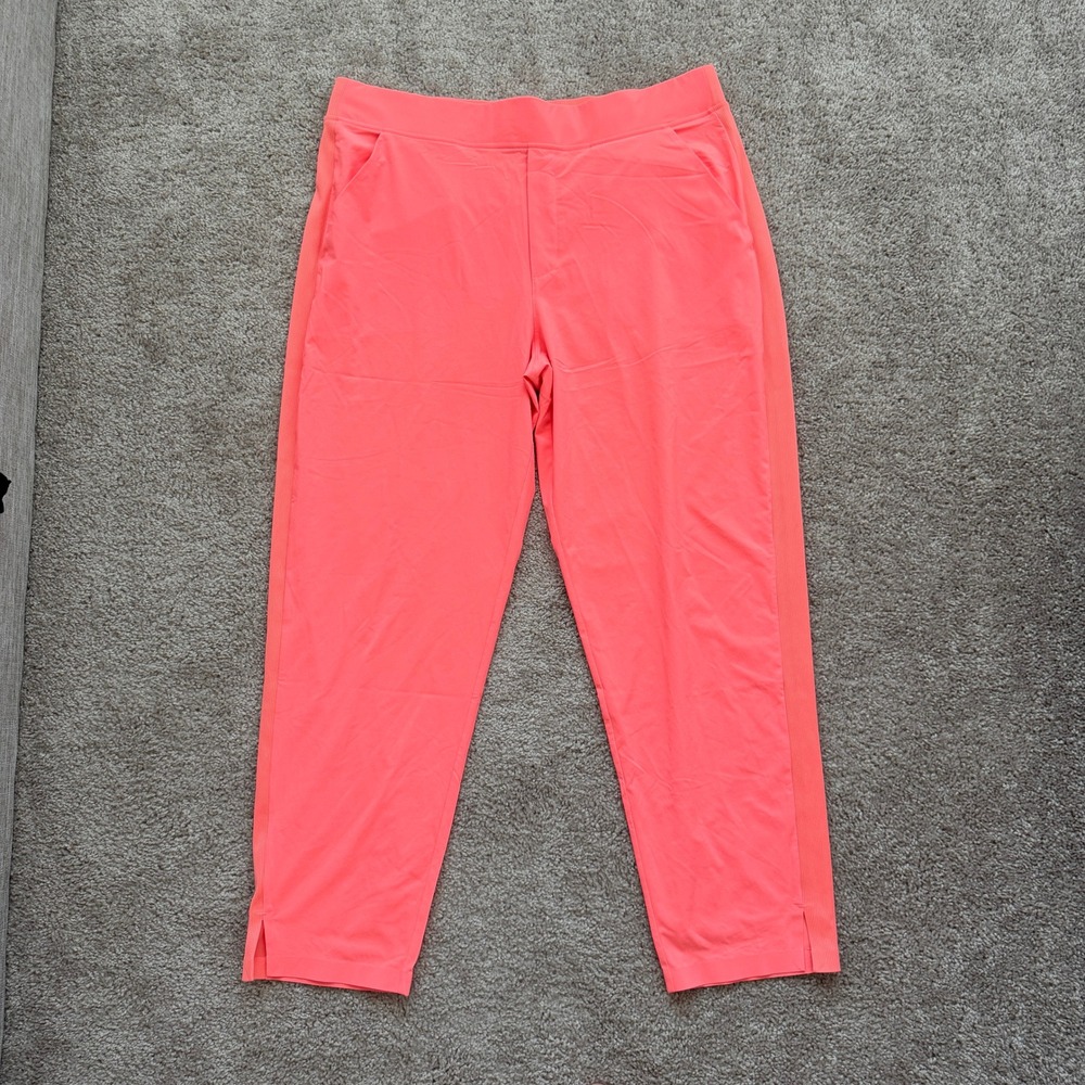 Athleta Brooklyn Ankle Pant Women 16 Neon Coral Orange Tapered Stretch Travel